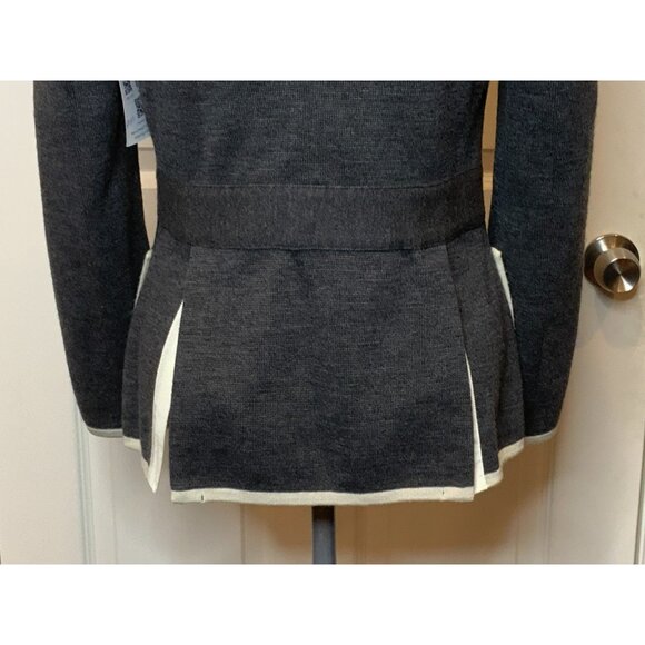 Sacai Gray 100% Wool Double Breasted Blazer W/ White Trim, Size 2 - Picture 8 of 10